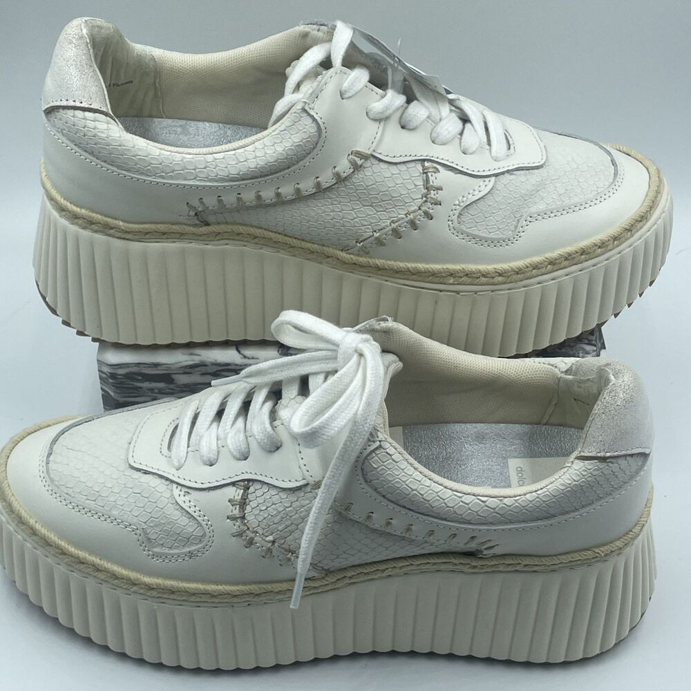 Dolce Vita Dandi Women's Athletic Off White Embossed Leather Size 9